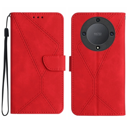 

For Honor X9a 5G /Magic5 Lite Stitching Embossed Leather Phone Case(Red)