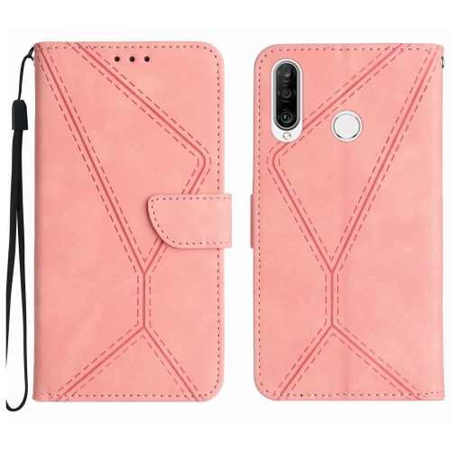 

For Huawei P30 Lite/nova 4e Stitching Embossed Leather Phone Case(Pink)