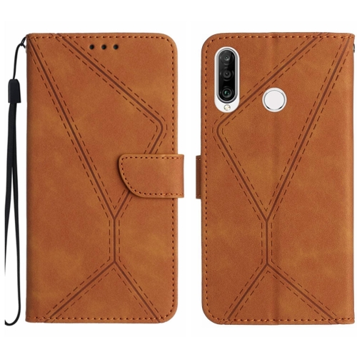 

For Huawei P30 Lite/nova 4e Stitching Embossed Leather Phone Case(Brown)