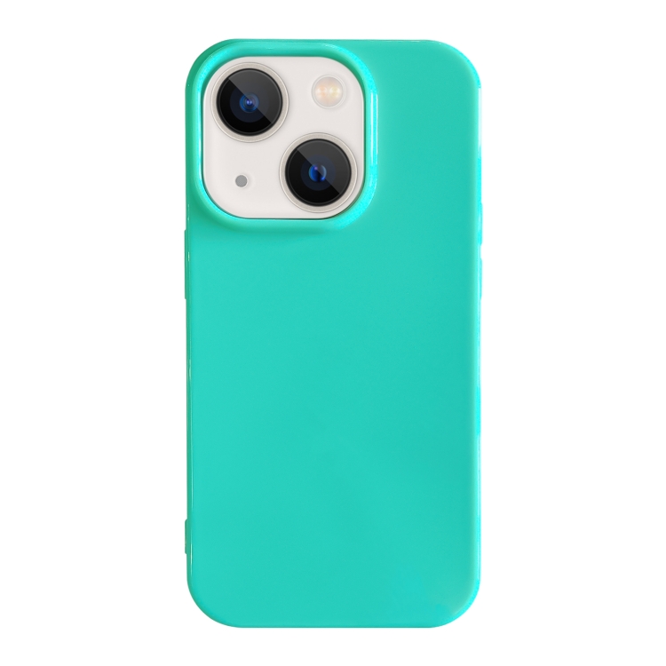 

For iPhone 13 Shockproof Solid Color TPU Phone Case(Glacier Green)