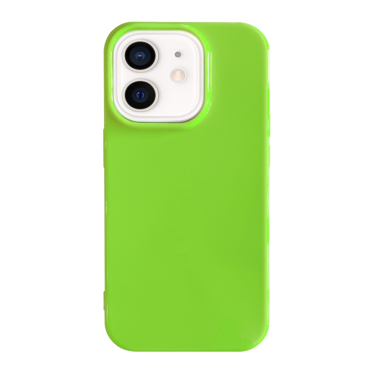 

For iPhone 12 Shockproof Solid Color TPU Phone Case(Fluorescent Green)