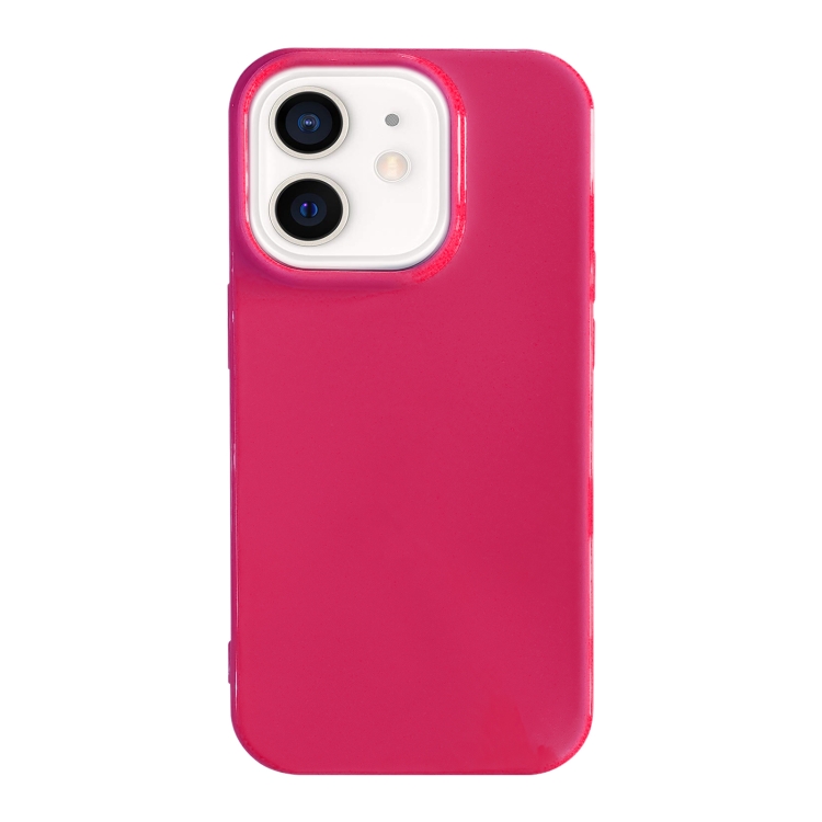 

For iPhone 12 Shockproof Solid Color TPU Phone Case(Rose Red)
