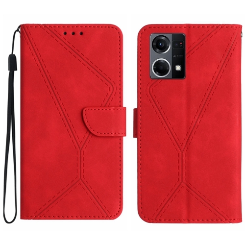 

For OPPO Reno8 4G / Reno7 4G Stitching Embossed Leather Phone Case(Red)