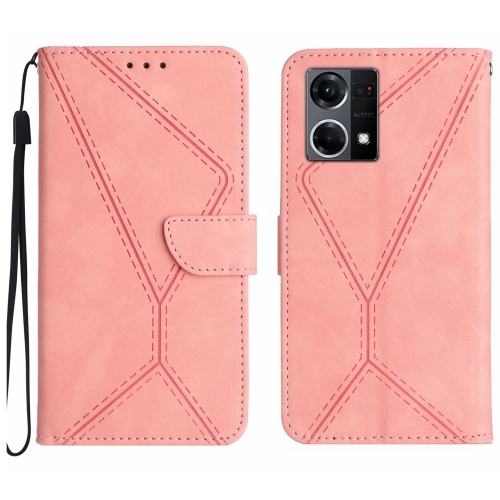 

For OPPO Reno8 4G / Reno7 4G Stitching Embossed Leather Phone Case(Pink)