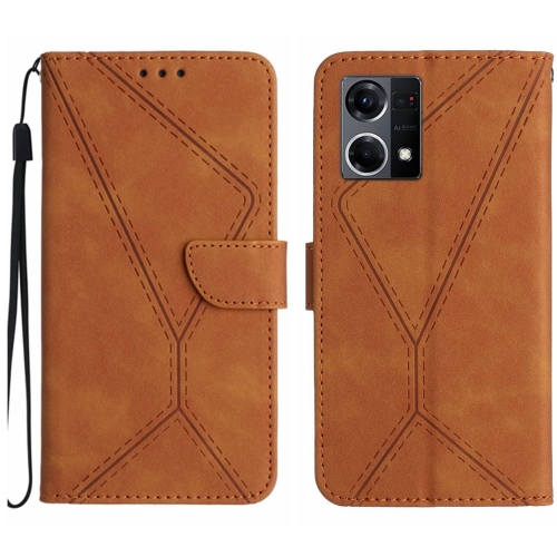 

For OPPO Reno8 4G / Reno7 4G Stitching Embossed Leather Phone Case(Brown)