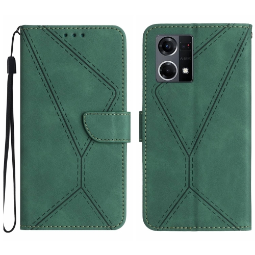 

For OPPO Reno8 4G / Reno7 4G Stitching Embossed Leather Phone Case(Green)