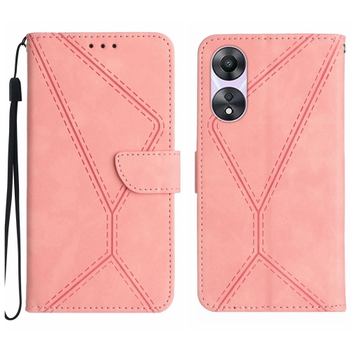 

For OPPO Reno8 T 5G/A1 Pro 5G Stitching Embossed Leather Phone Case(Pink)