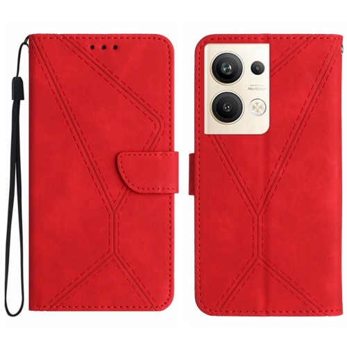 

For OPPO Reno9 Pro+ Stitching Embossed Leather Phone Case(Red)