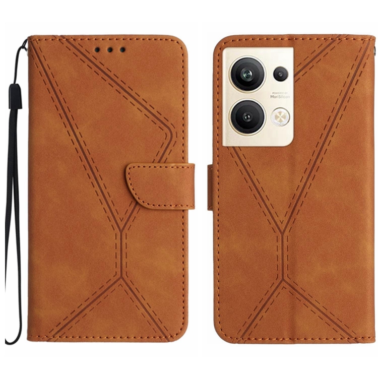 

For OPPO Reno9 Pro+ Stitching Embossed Leather Phone Case(Brown)