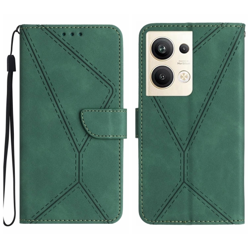 

For OPPO Reno9 Pro+ Stitching Embossed Leather Phone Case(Green)