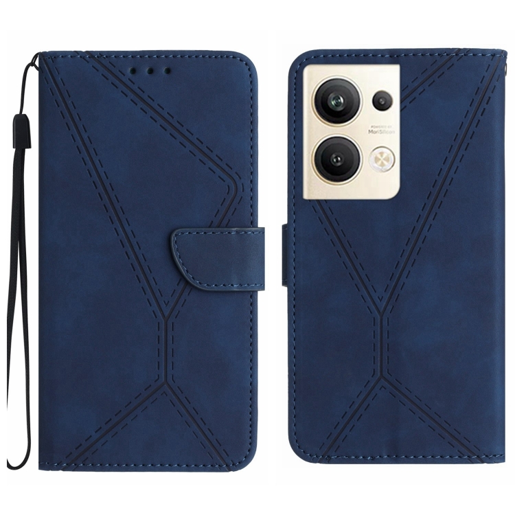 

For OPPO Reno9 Pro+ Stitching Embossed Leather Phone Case(Blue)