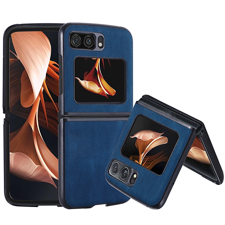 

For Motorola Razr 2022 Classic Leather + PC Phone Case(Navy Blue)