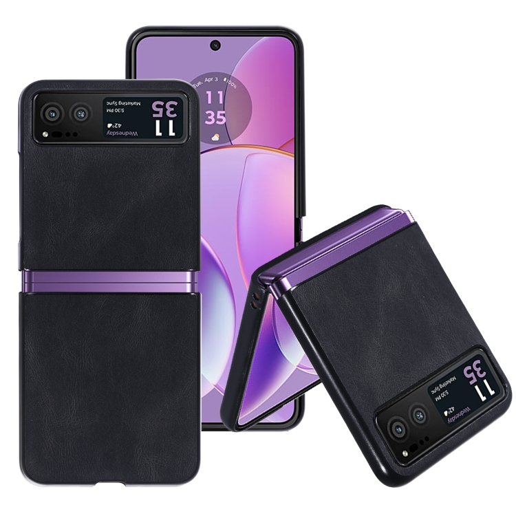 

For Motorola Razr 40 Classic Leather + PC Phone Case(Black)