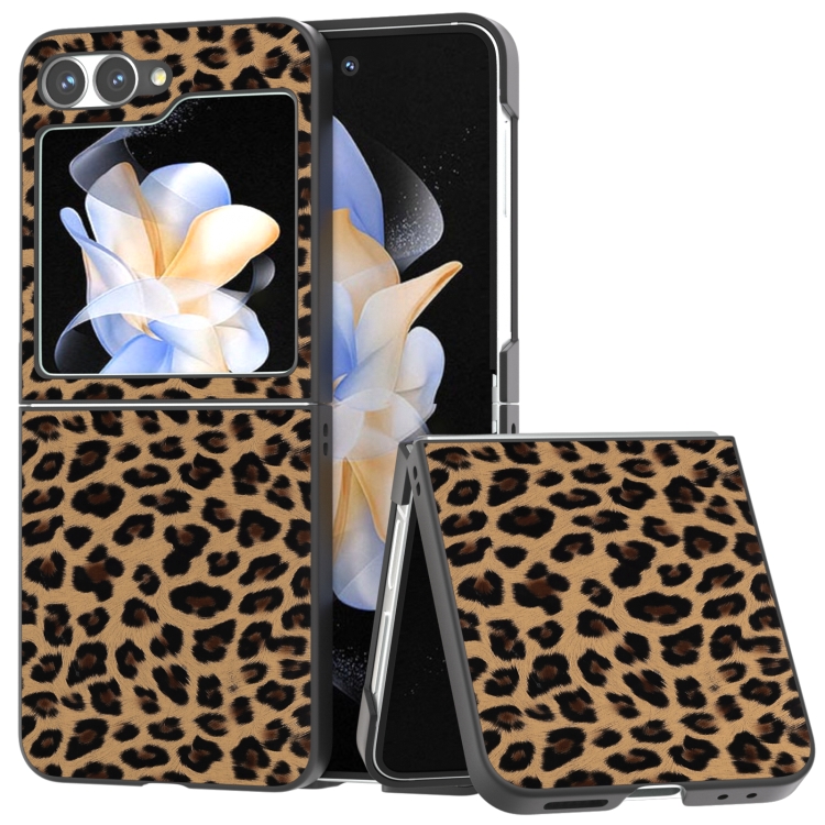 

For Samsung Galaxy Z Flip6 ABEEL Black Edge Leopard Phone Case(Golden)