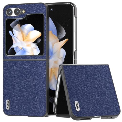 

For Samsung Galaxy Z Flip6 ABEEL Black Edge Genuine Leather Mino Phone Case(Royal Blue)