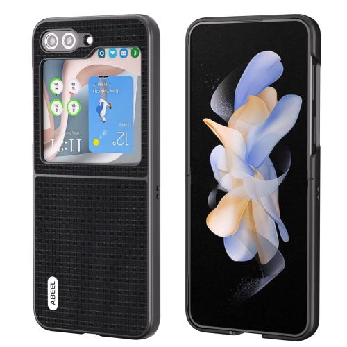 

For Samsung Galaxy Z Flip5 ABEEL Genuine Leather Luxury Series Phone Case(Black)