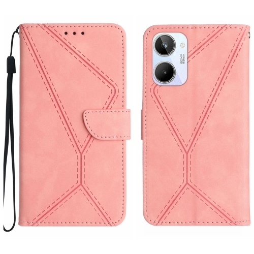 

For Realme 10 4G Stitching Embossed Leather Phone Case(Pink)