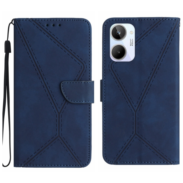 

For Realme 10 4G Stitching Embossed Leather Phone Case(Blue)
