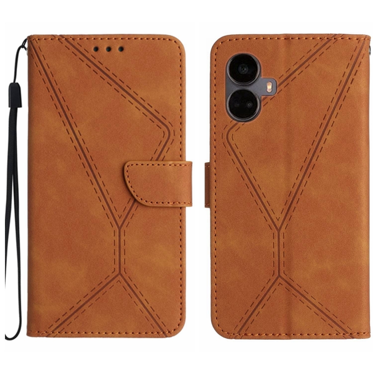 

For Realme 10 Pro+ Stitching Embossed Leather Phone Case(Brown)