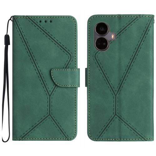 

For Realme 10 Pro+ Stitching Embossed Leather Phone Case(Green)