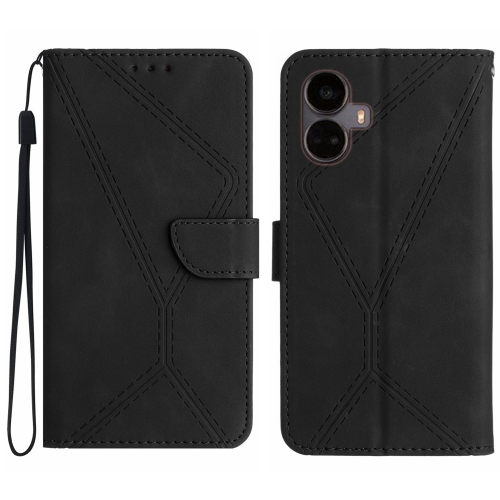 

For Realme 10 Pro+ Stitching Embossed Leather Phone Case(Black)