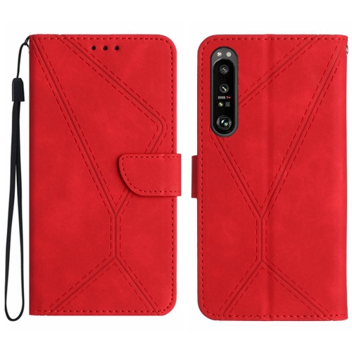 

For Sony Xperia 1 III Stitching Embossed Leather Phone Case(Red)