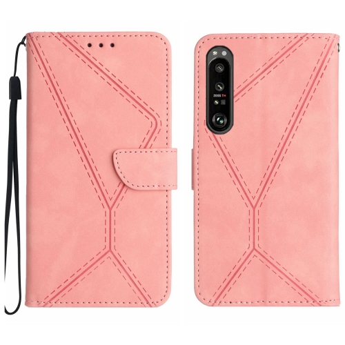 

For Sony Xperia 1 III Stitching Embossed Leather Phone Case(Pink)