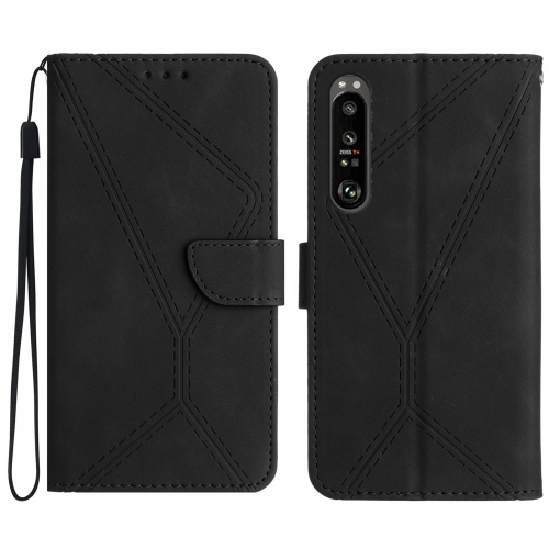 

For Sony Xperia 1 IV Stitching Embossed Leather Phone Case(Black)