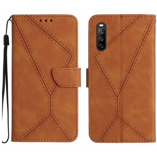 

For Sony Xperia 10 III Stitching Embossed Leather Phone Case(Brown)