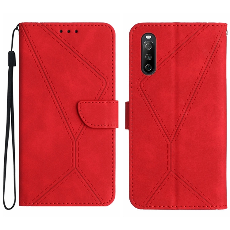 

For Sony Xperia 10 V Stitching Embossed Leather Phone Case(Red)