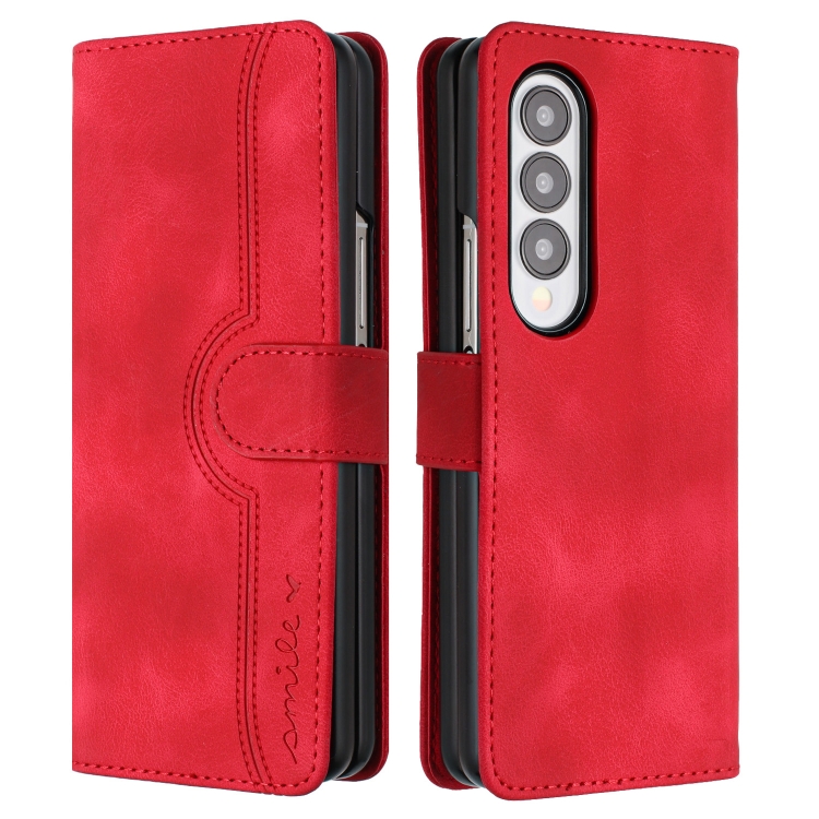 

For Samsung Galaxy Z Fold3 5G Heart Pattern Skin Feel Leather Phone Case(Red)
