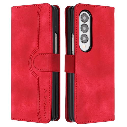 

For Samsung Galaxy Z Fold4 5G Heart Pattern Skin Feel Leather Phone Case(Red)