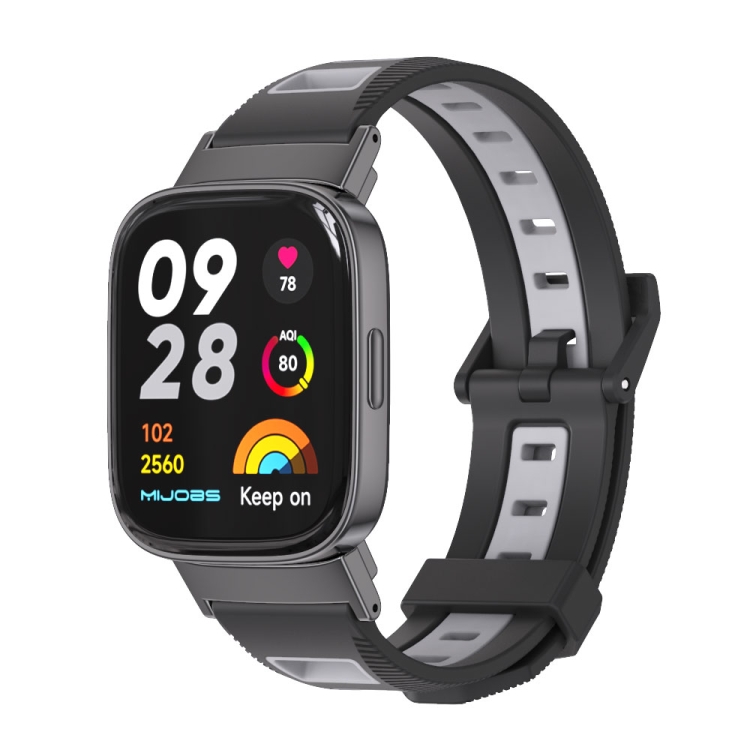 

For Redmi Watch 3 Mijobs Twill Texture TPU Watch Band(Black Grey Black)