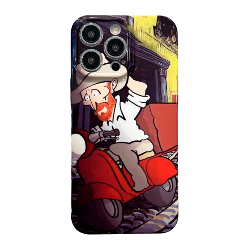 

For iPhone 14 Oil Painting Pattern Glossy PC Phone Case(Motorcycle)