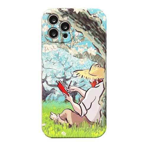 

For iPhone 14 Pro Oil Painting Pattern Glossy PC Phone Case(Under the Tree)