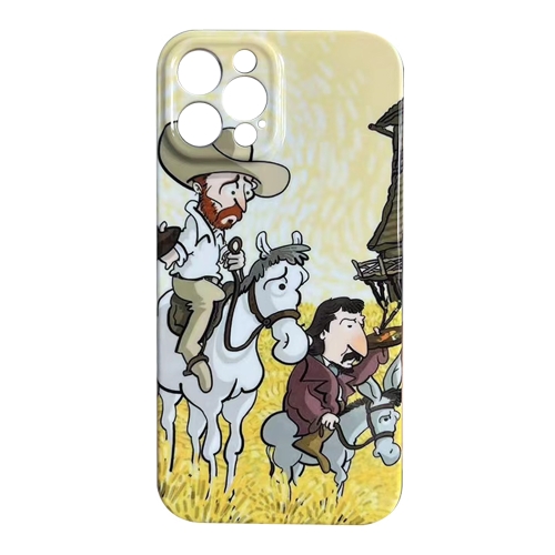 

For iPhone 14 Pro Max Oil Painting Pattern Glossy PC Phone Case(Horse Riding)