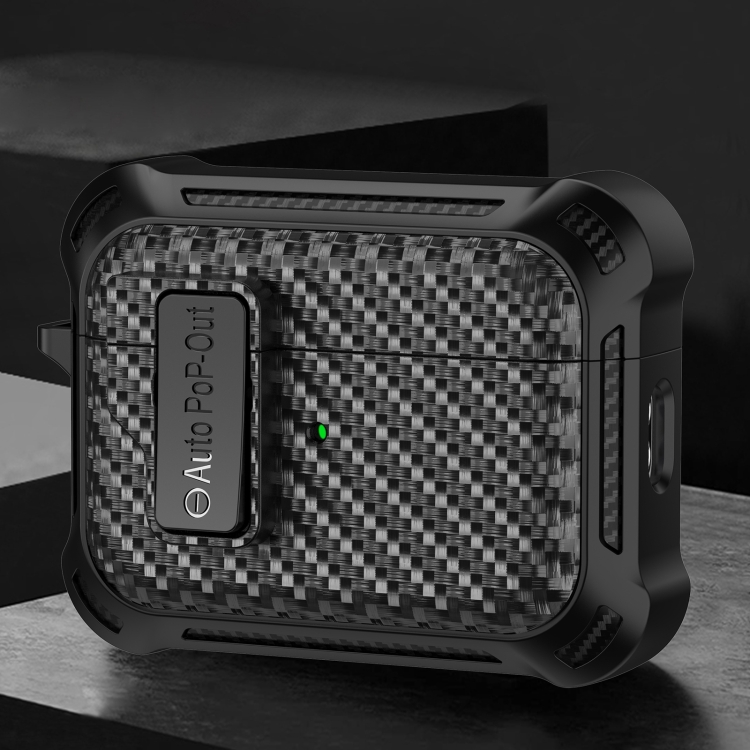 

For AirPods Pro 2 Alpha Carbon Fiber Wireless Bluetooth Earphone Protective Case(Black)