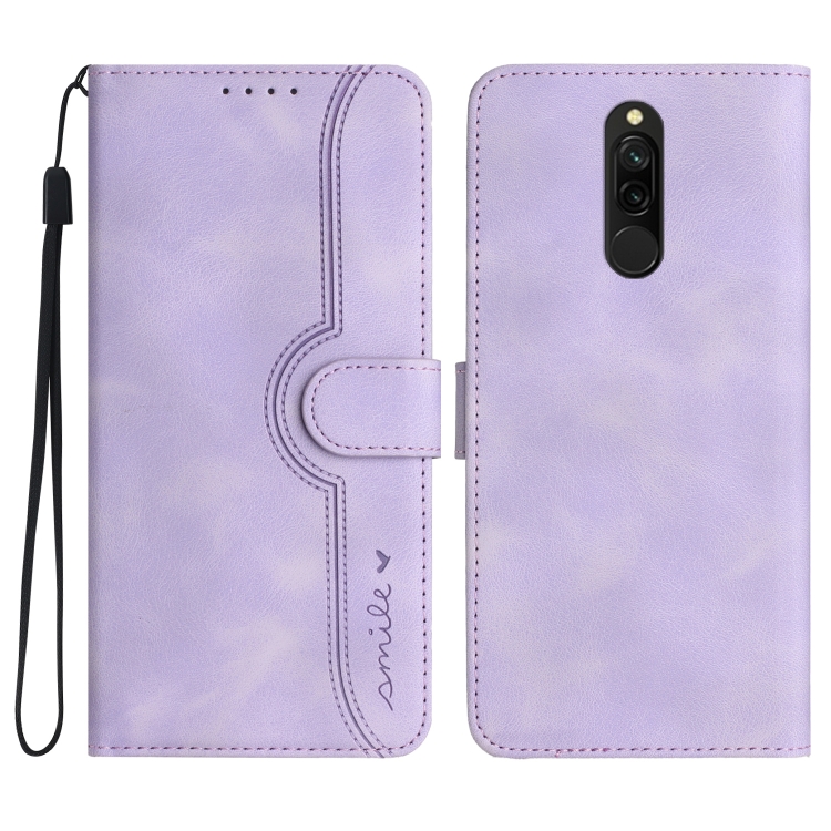 

For Xiaomi Redmi 8 Heart Pattern Skin Feel Leather Phone Case(Purple)