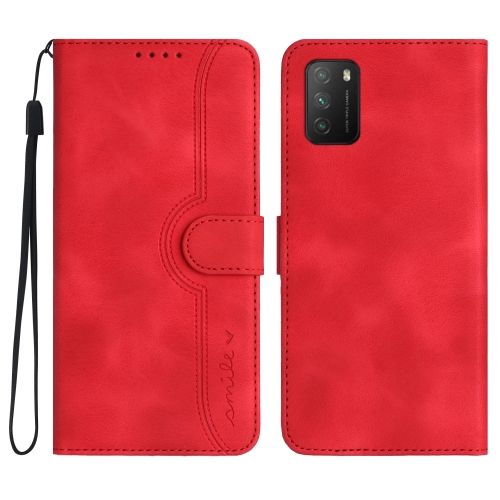

For Xiaomi Redmi 9T/Poco M3 Heart Pattern Skin Feel Leather Phone Case(Red)