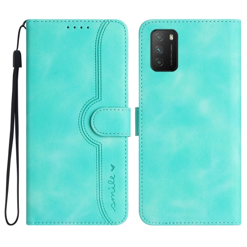 

For Xiaomi Redmi 9T/Poco M3 Heart Pattern Skin Feel Leather Phone Case(Light Blue)