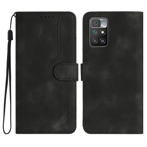 

For Xiaomi Redmi 10 Heart Pattern Skin Feel Leather Phone Case(Black)