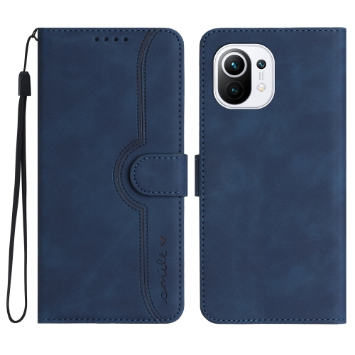 

For Xiaomi Mi 11 Heart Pattern Skin Feel Leather Phone Case(Royal Blue)