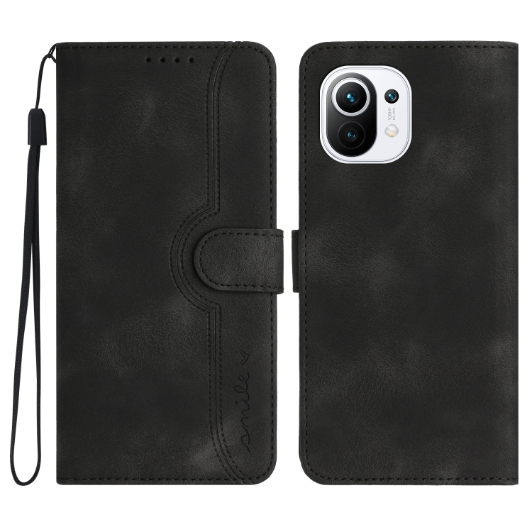 

For Xiaomi Mi 11 Heart Pattern Skin Feel Leather Phone Case(Black)
