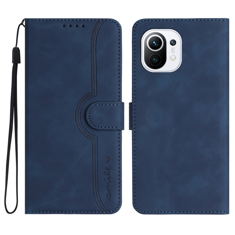 

For Xiaomi Mi 11 Lite Heart Pattern Skin Feel Leather Phone Case(Royal Blue)