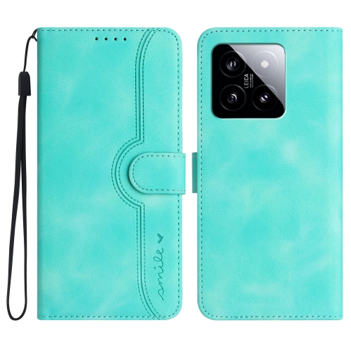 

For Xiaomi 14 Heart Pattern Skin Feel Leather Phone Case(Light Blue)