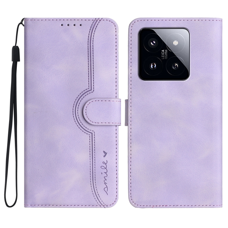 

For Xiaomi 14 Pro Heart Pattern Skin Feel Leather Phone Case(Purple)