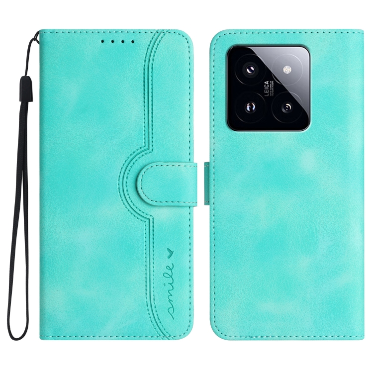 

For Xiaomi 14 Pro Heart Pattern Skin Feel Leather Phone Case(Light Blue)