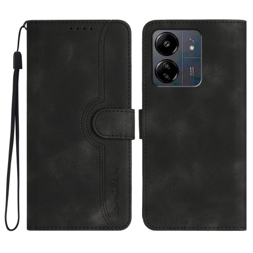 

For Xiaomi Redmi 13C Heart Pattern Skin Feel Leather Phone Case(Black)
