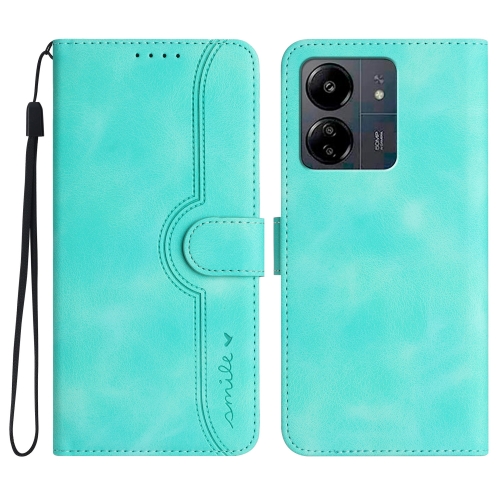 

For Xiaomi Redmi 13C Heart Pattern Skin Feel Leather Phone Case(Light Blue)