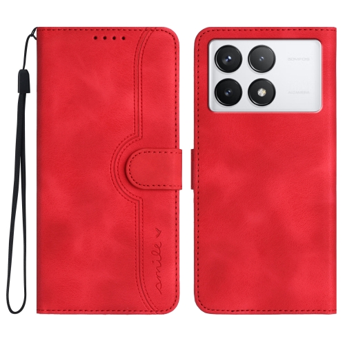 

For Xiaomi Redmi K70 Heart Pattern Skin Feel Leather Phone Case(Red)